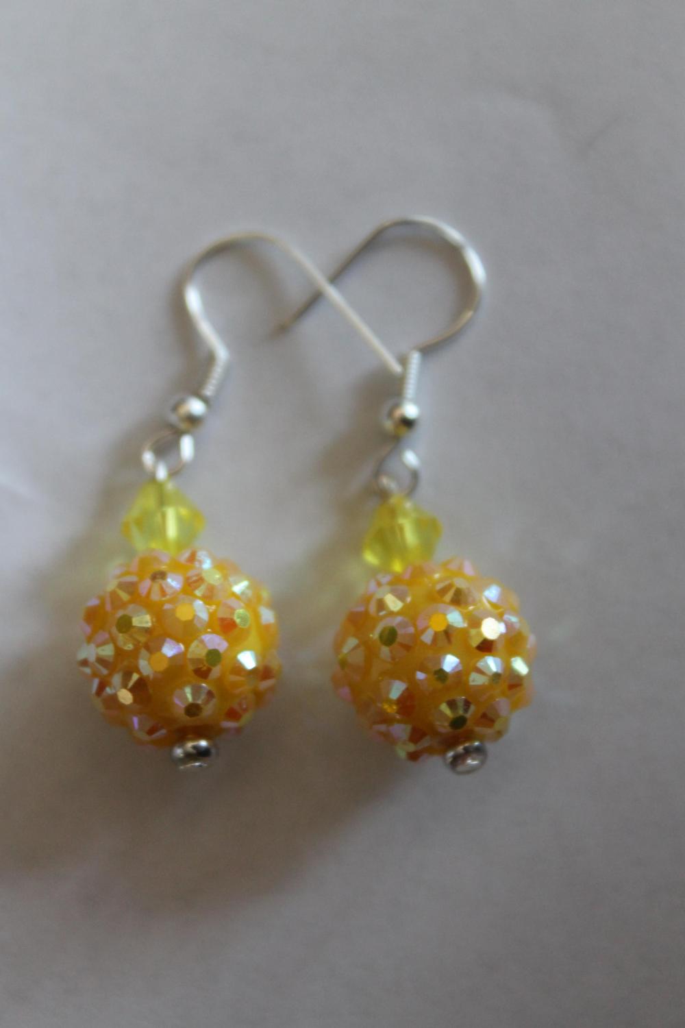 Yellow Disco Ball Dangle Earrings on Luulla